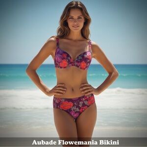 STUNNING Poison Purple Flowermania Bikini Set Boyshort style bottoms - NWOT